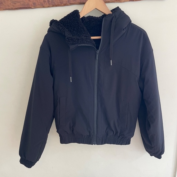 Lululemon | Black Reversible Fleece Hoodie Jacket Coat Size 6 - Picture 5 of 15